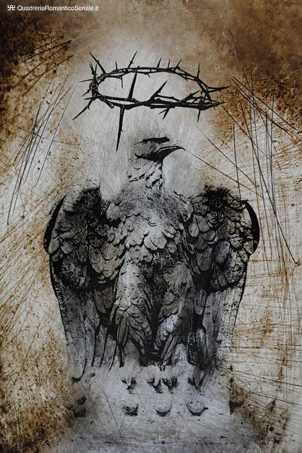aquila di pietra con corona di spine