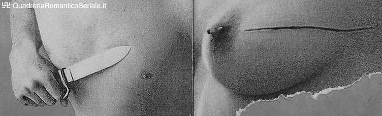 coltello impugnato con seno tagliato e piercing