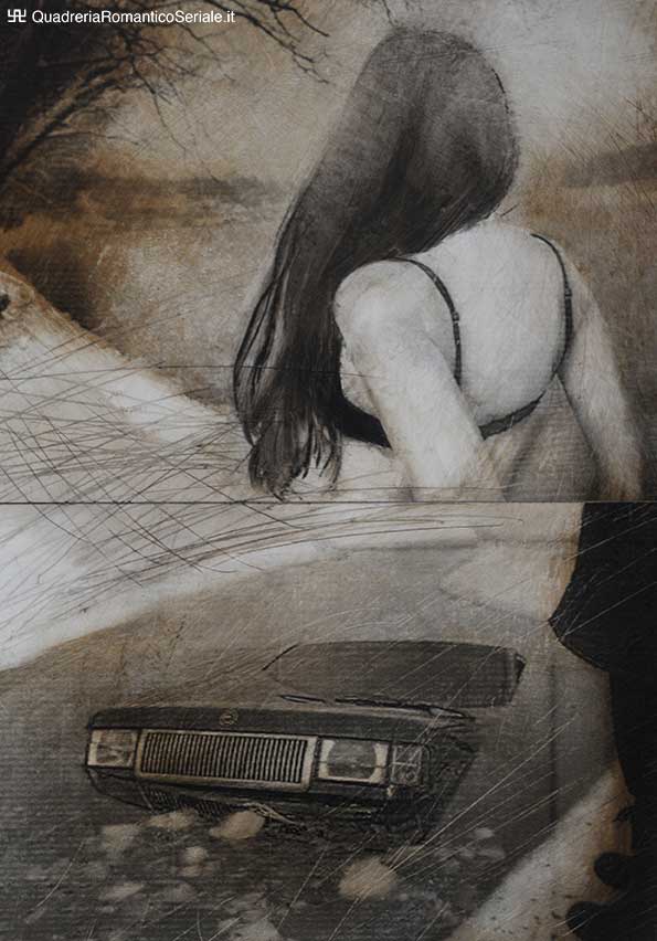 femmina in reggiseno e auto immersa in acqua ghiacciata