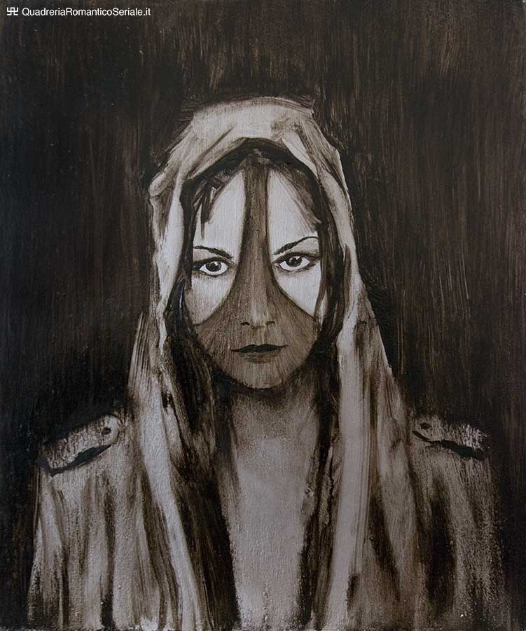 femmina con parka e volto velato
