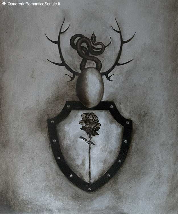serpente con ovale corna di cervo e rosa